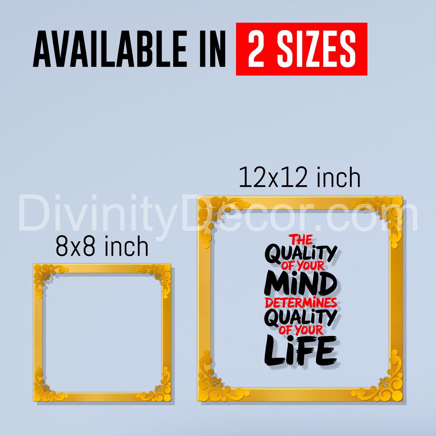 Motivational quote Golden Plaque for Gifting, Wall Décor Clear UV print with Golden Border-246