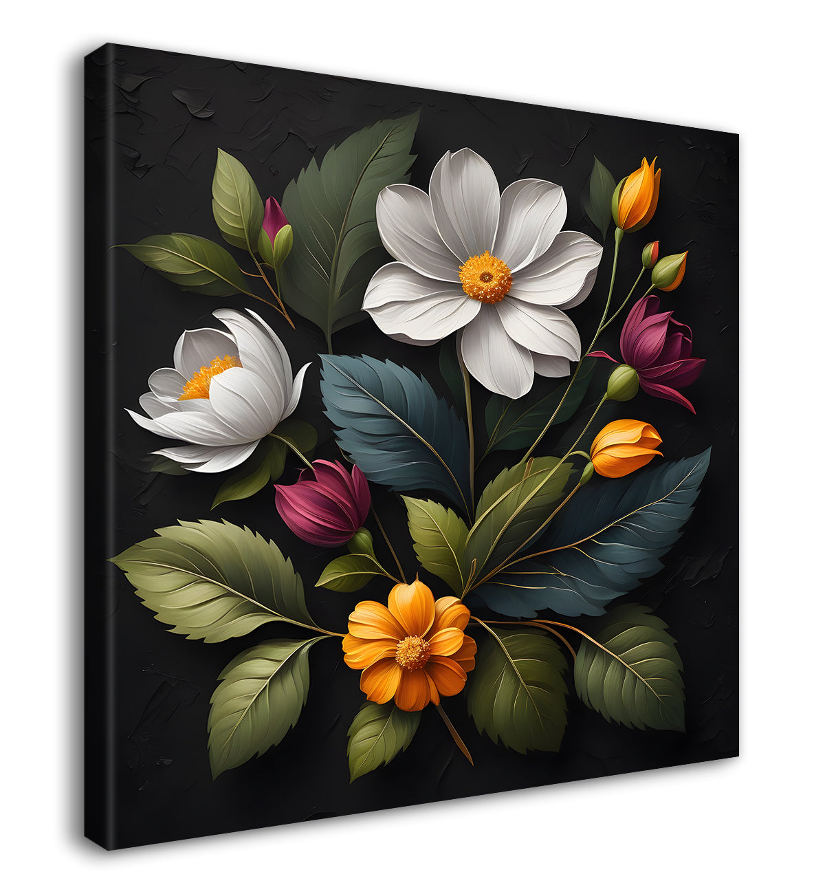 Colourful flowers in black background - Flower-S-246
