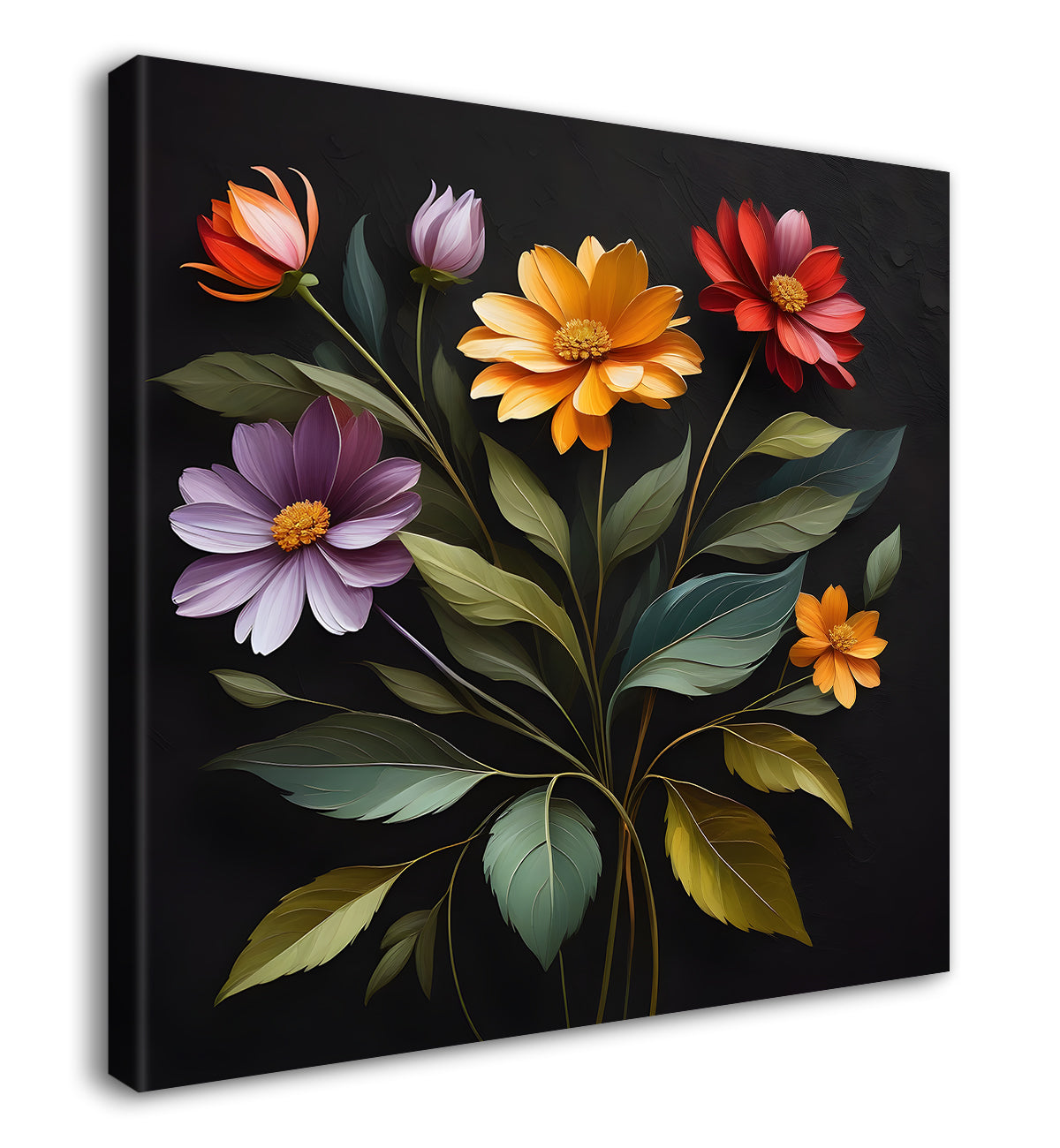 Colourful flowers in black background - Flower-S-247