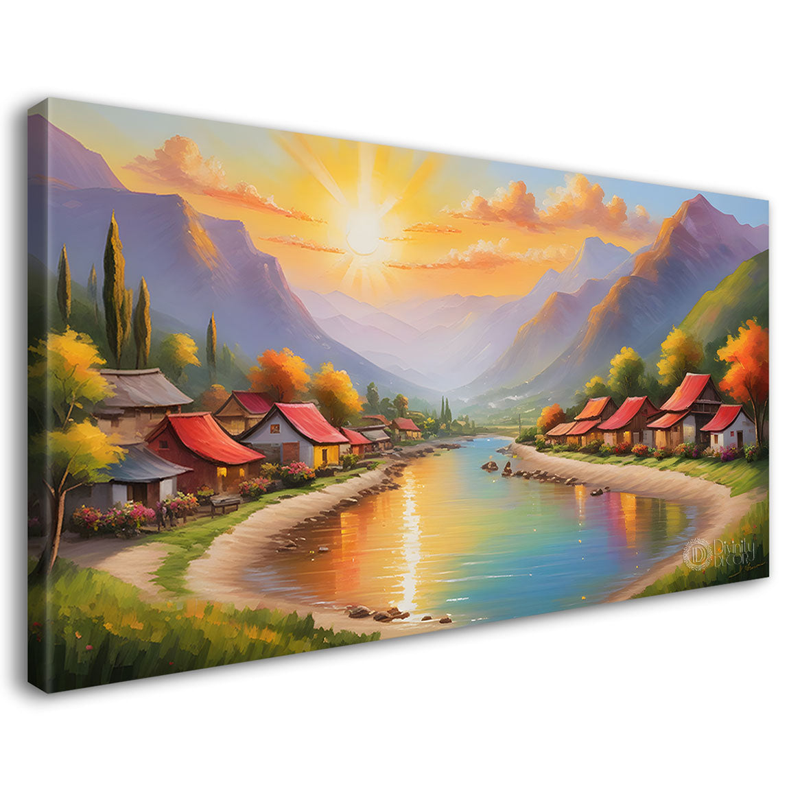 Mountains with river painting Canvas Painting - Nature Art -247