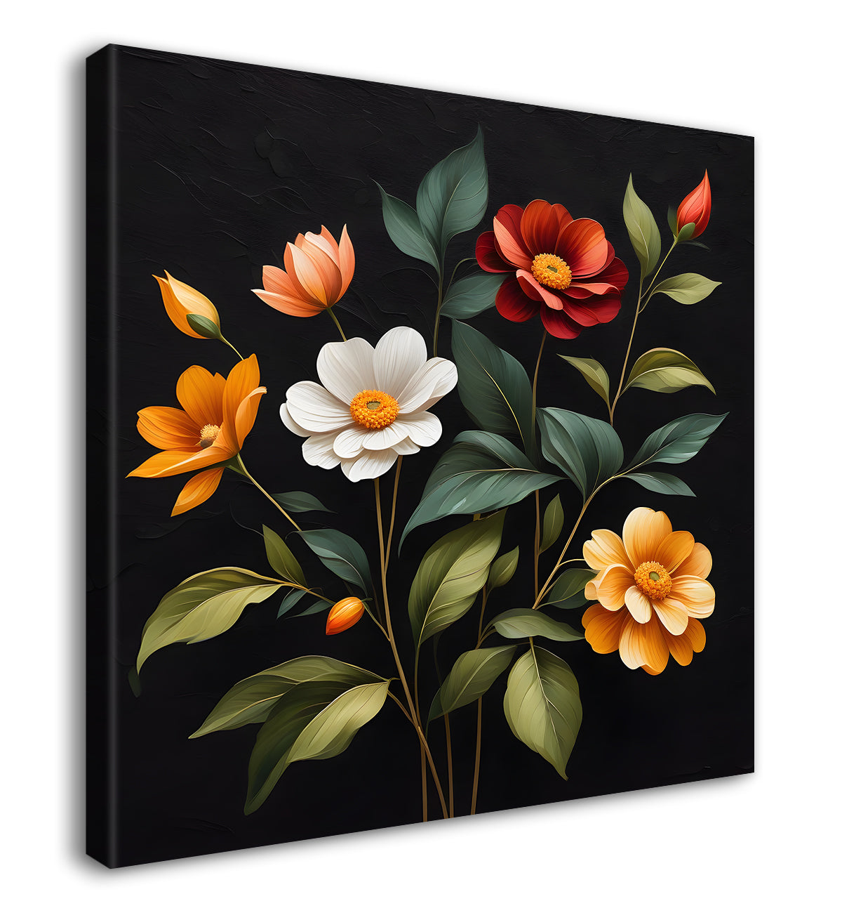Colourful flowers in black background - Flower-S-248