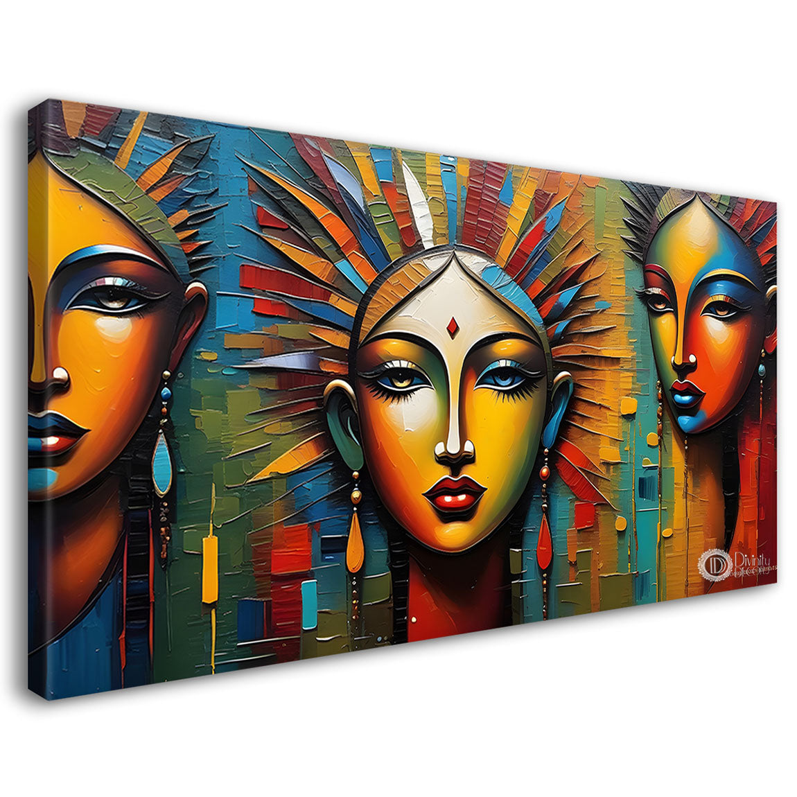 Three faces textured art Canvas Painting - Design - Modern-L-248