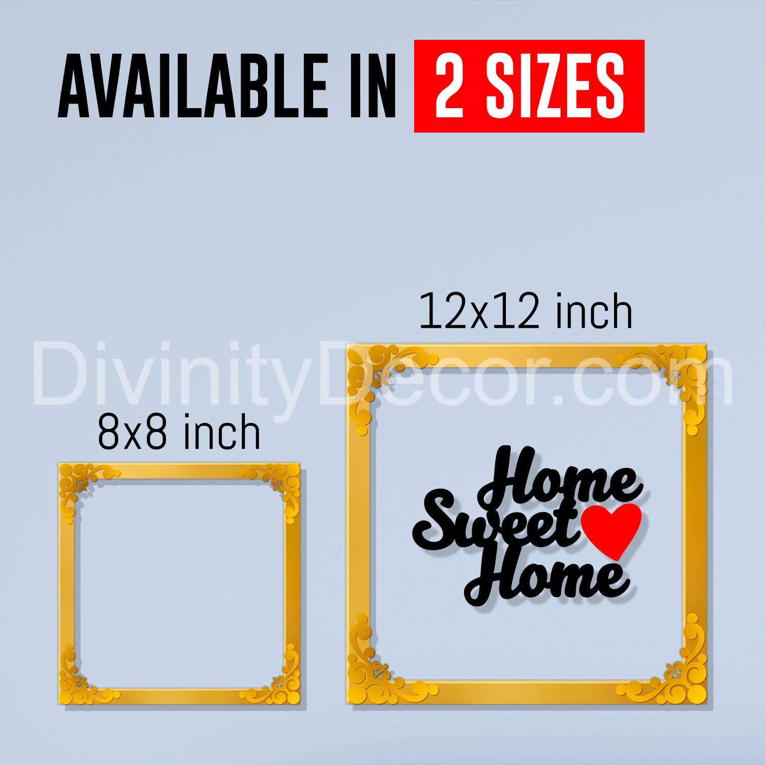 Home sweet home Golden Plaque for Gifting, Wall Décor Clear UV print with Golden Border-249