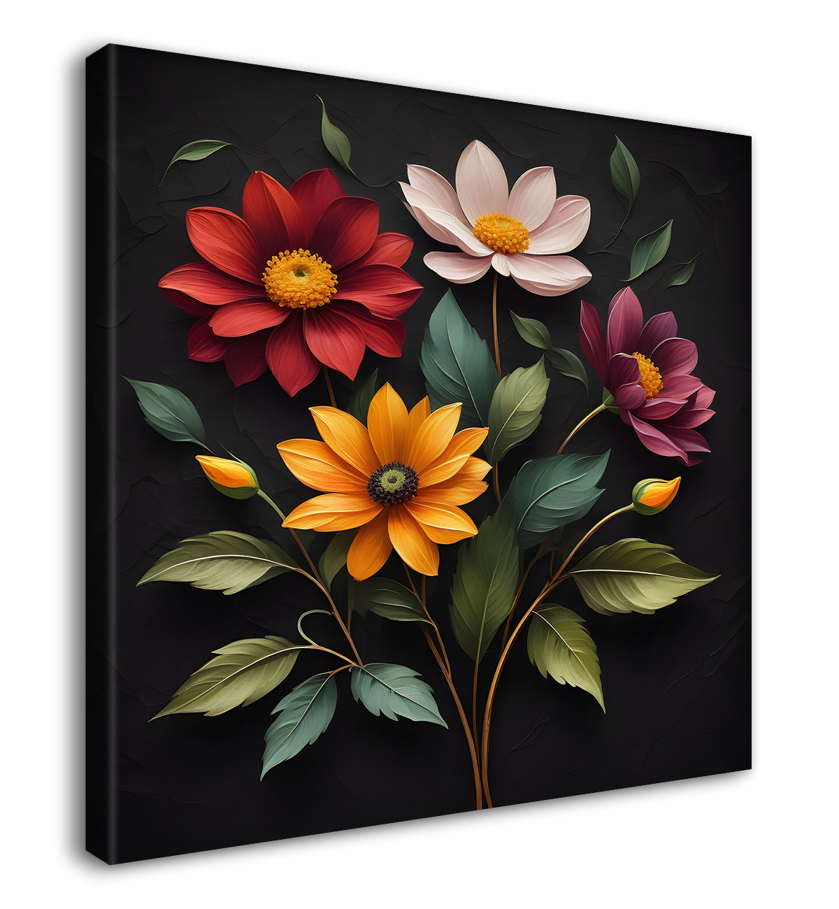 Colourful flowers in black background - Flower-S-249
