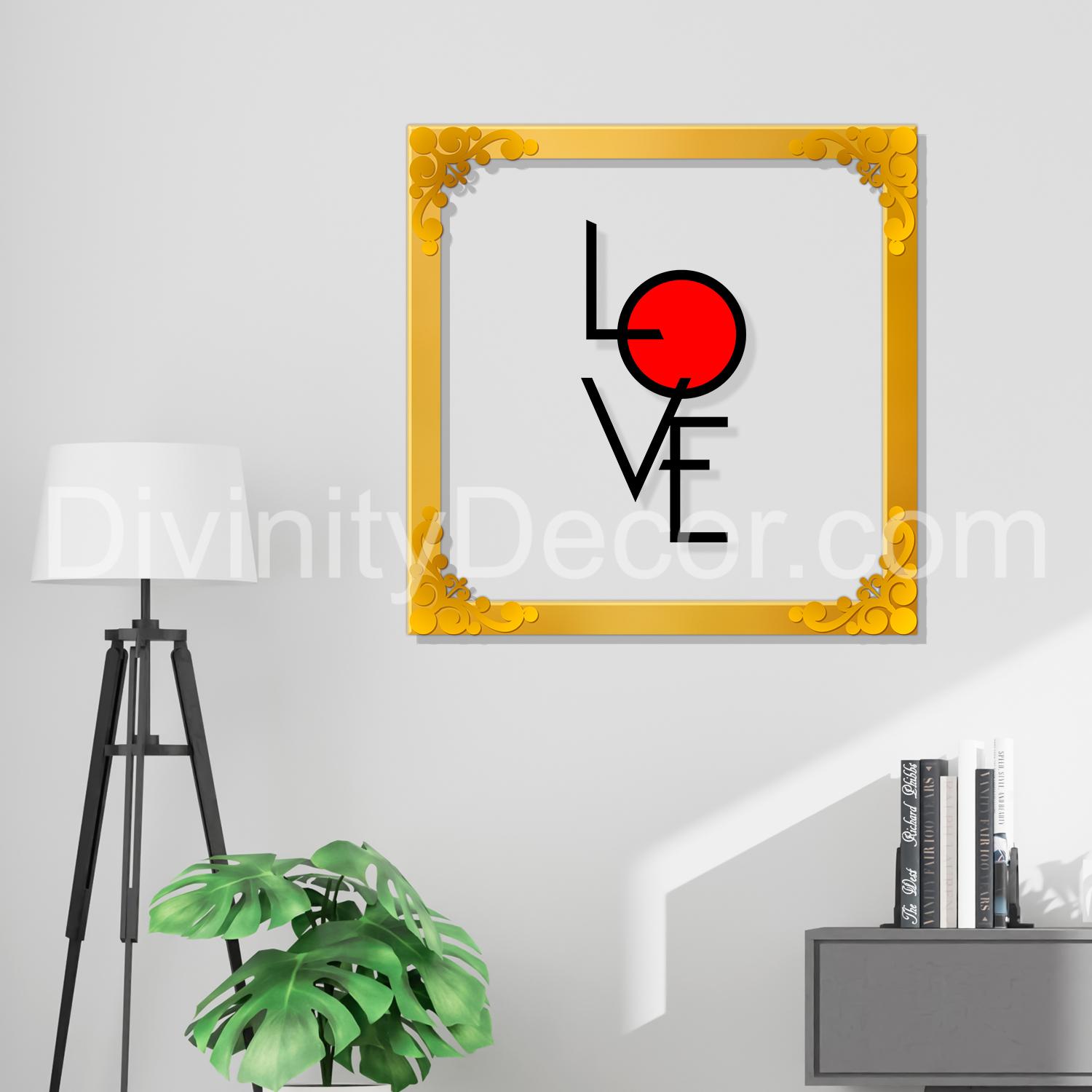LOVE Golden Plaque for Gifting, Wall Decor Clear UV print with Golden Border-24