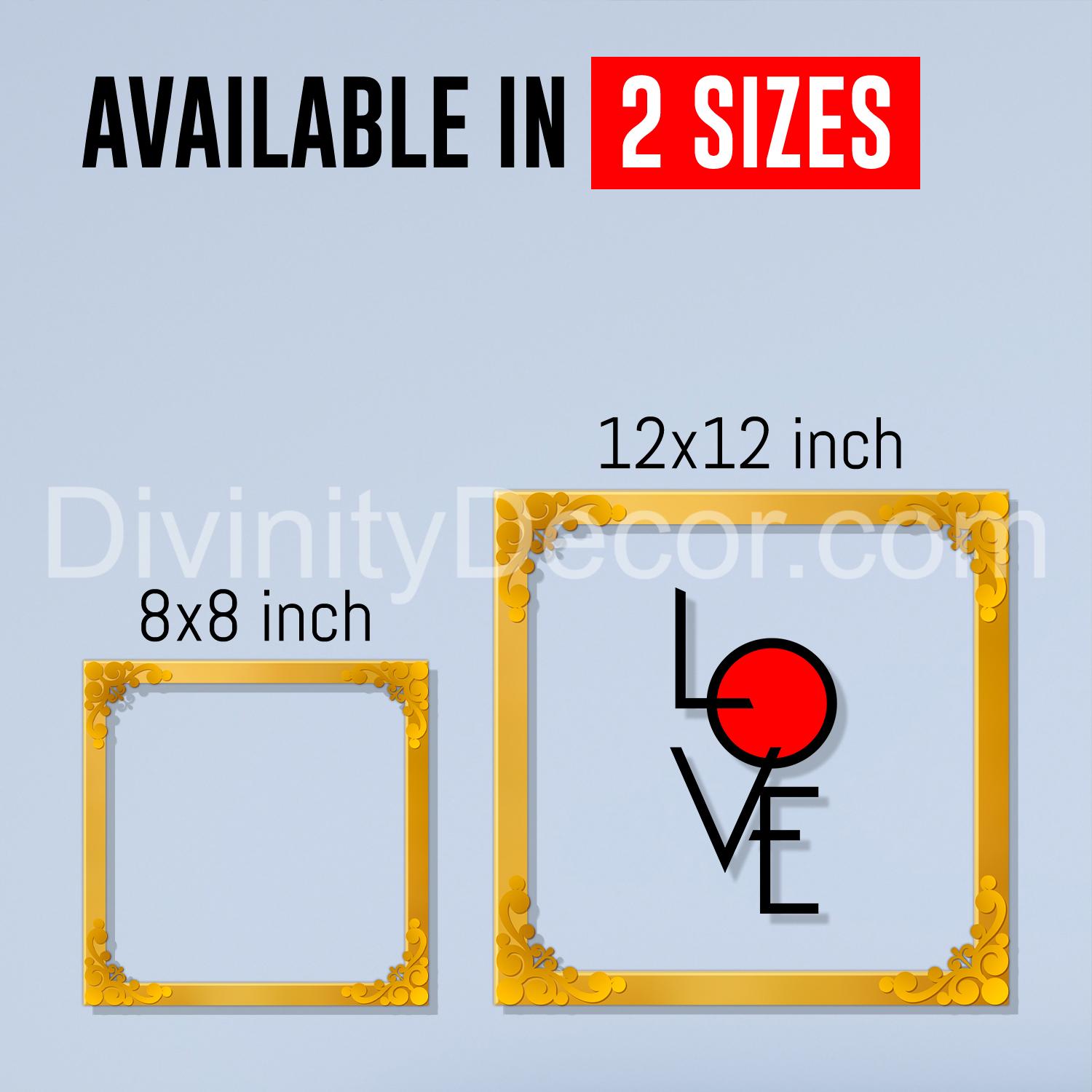 LOVE Golden Plaque for Gifting, Wall Decor Clear UV print with Golden Border-24