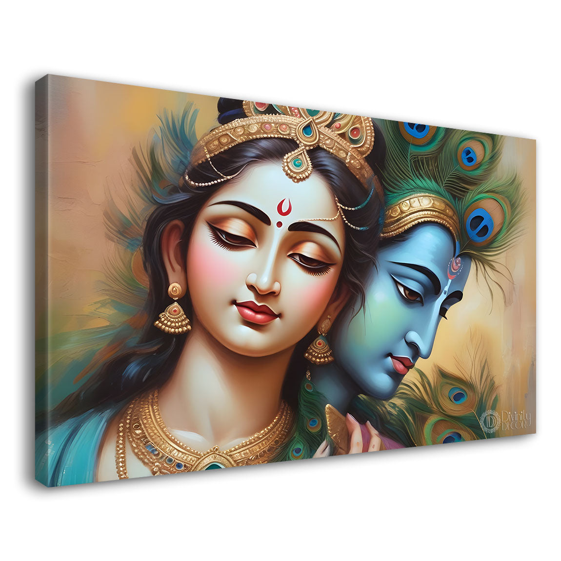 Radha Krishna face in light background painting Canvas Painting - Design - Krishna-24