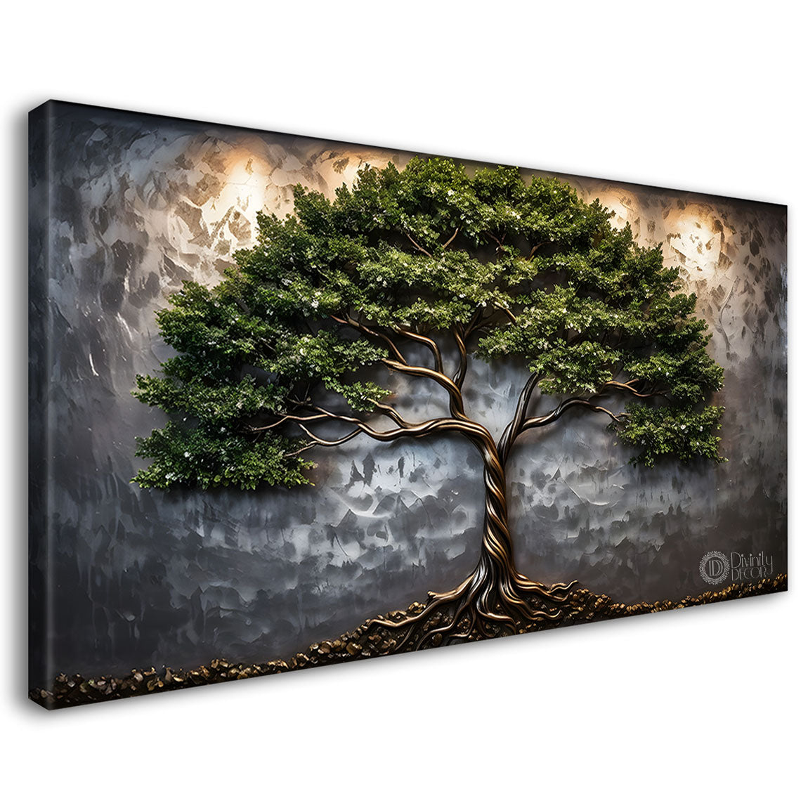 Dark textured tree modern art Canvas Painting - Design - Tree-24