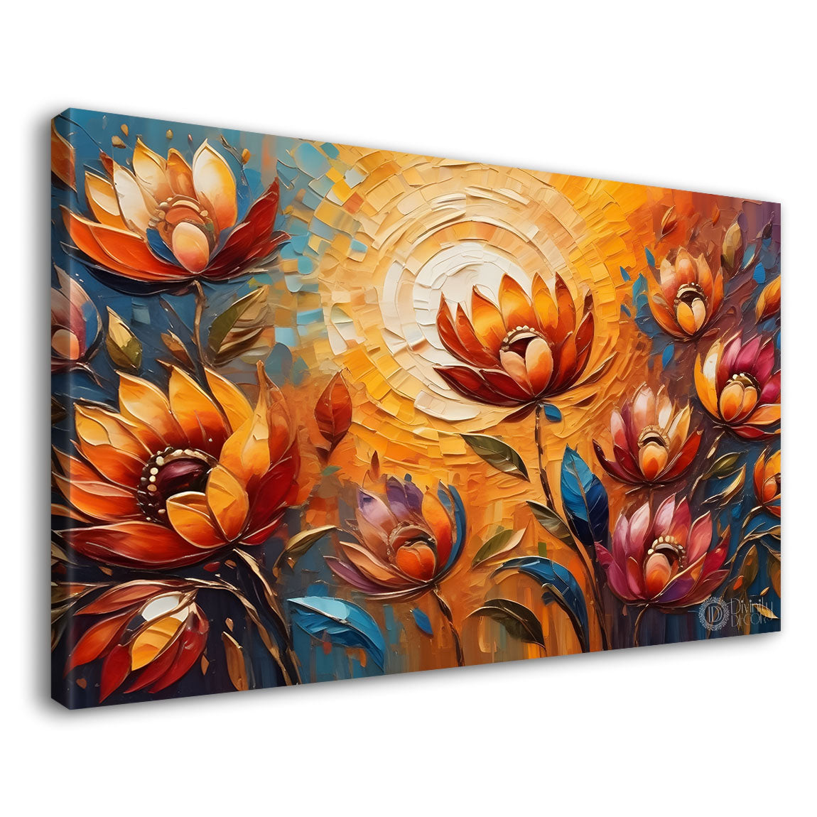 Orange flowers with light textured painting- Design - Flower-24