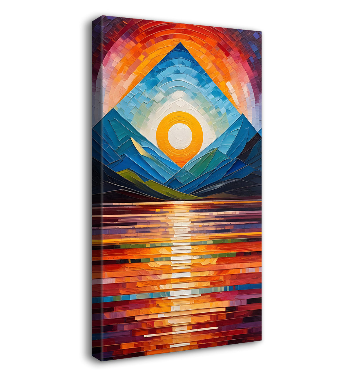 Colourful texutred modern art painting off mountains with sunset Canvas Painting - Design - Modern-V-24