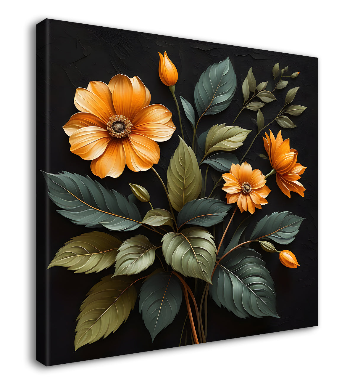 Yellow flowers in black background - Flower-S-250