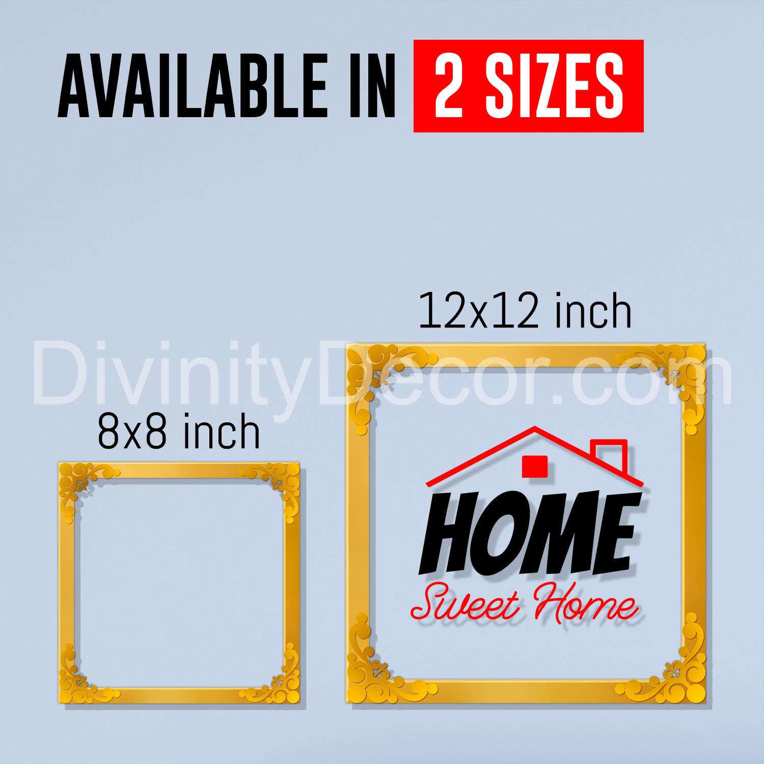 Home sweet home Golden Plaque for Gifting, Wall Décor Clear UV print with Golden Border-251