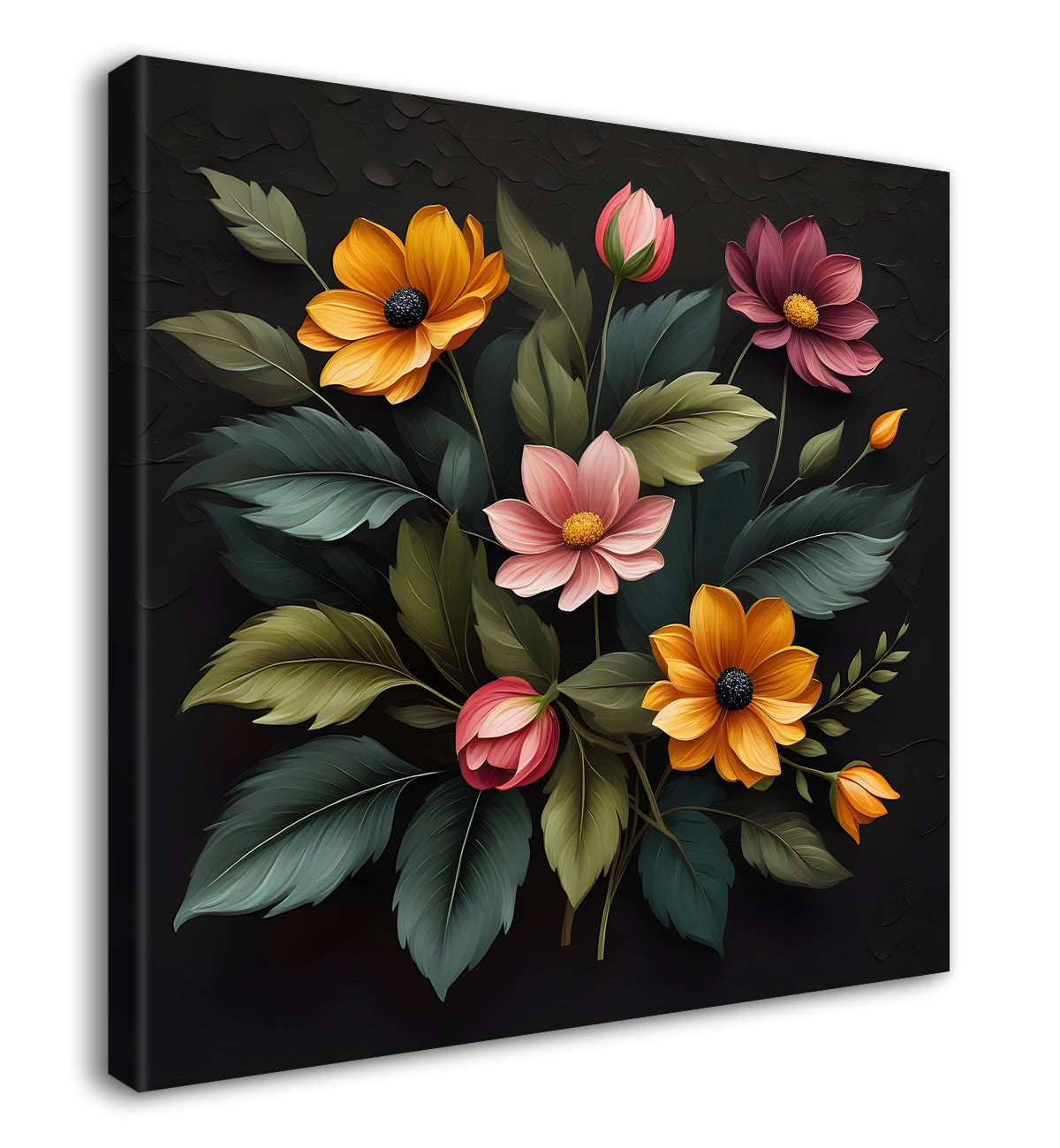 Colourful flowers in black background - Flower-S-251