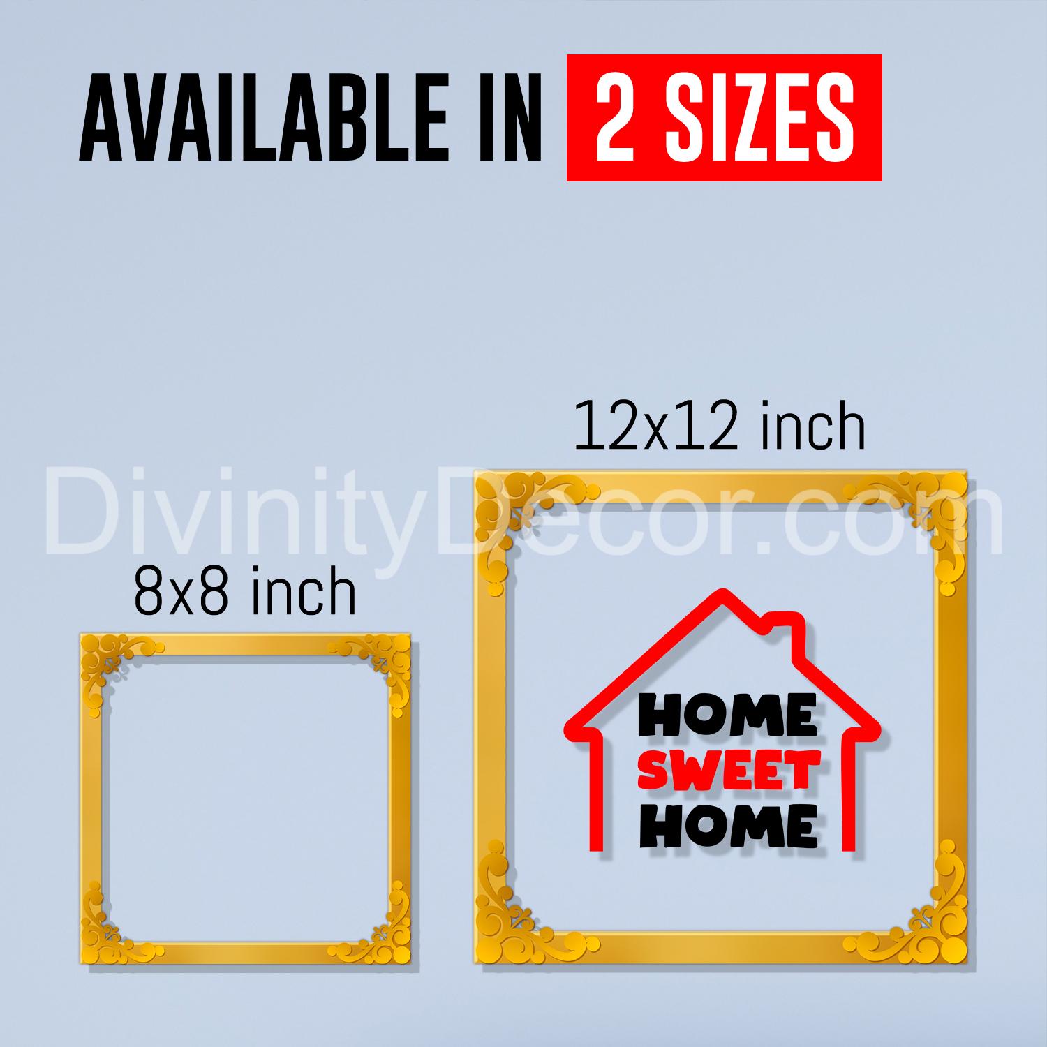 Home sweet home Golden Plaque for Gifting, Wall Décor Clear UV print with Golden Border-252