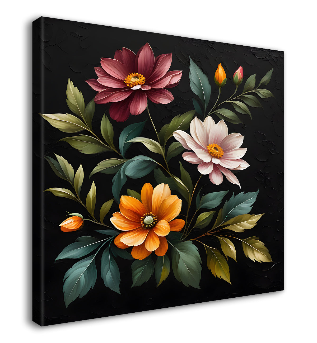 Colourful flowers in black background - Flower-S-252