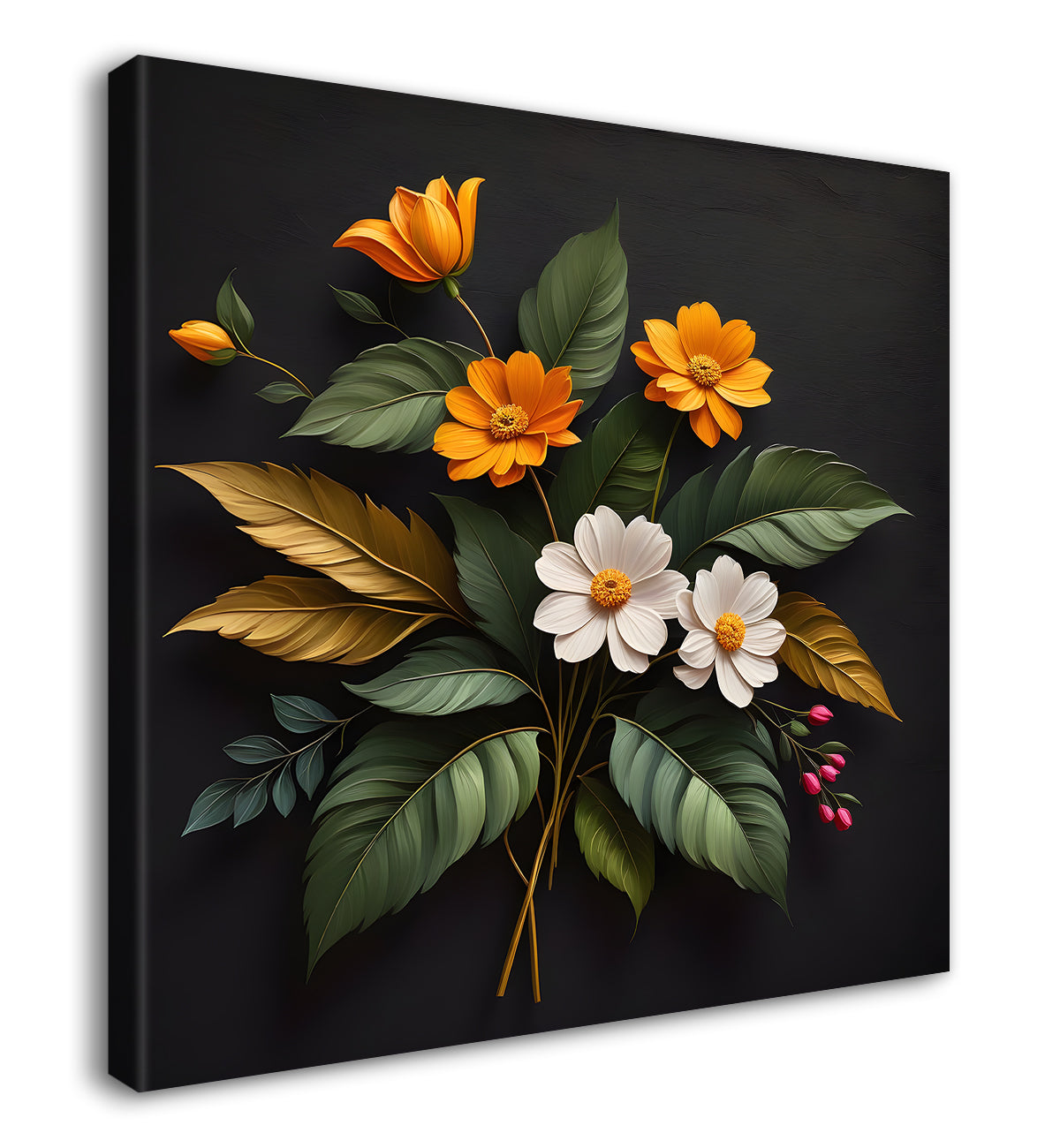 Colourful flowers in black background - Flower-S-254