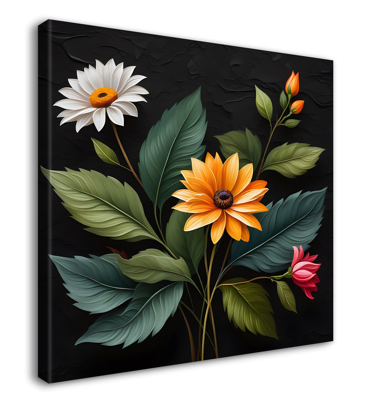 Colourful flowers in black background - Flower-S-255
