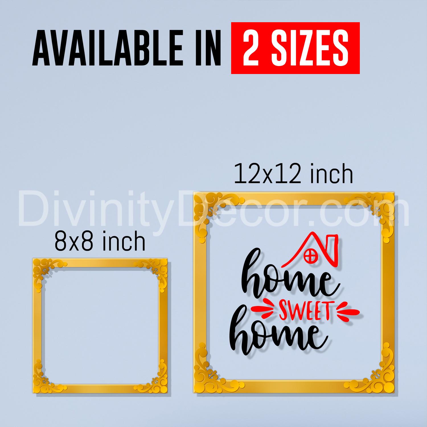 Home sweet home Golden Plaque for Gifting, Wall Décor Clear UV print with Golden Border-256