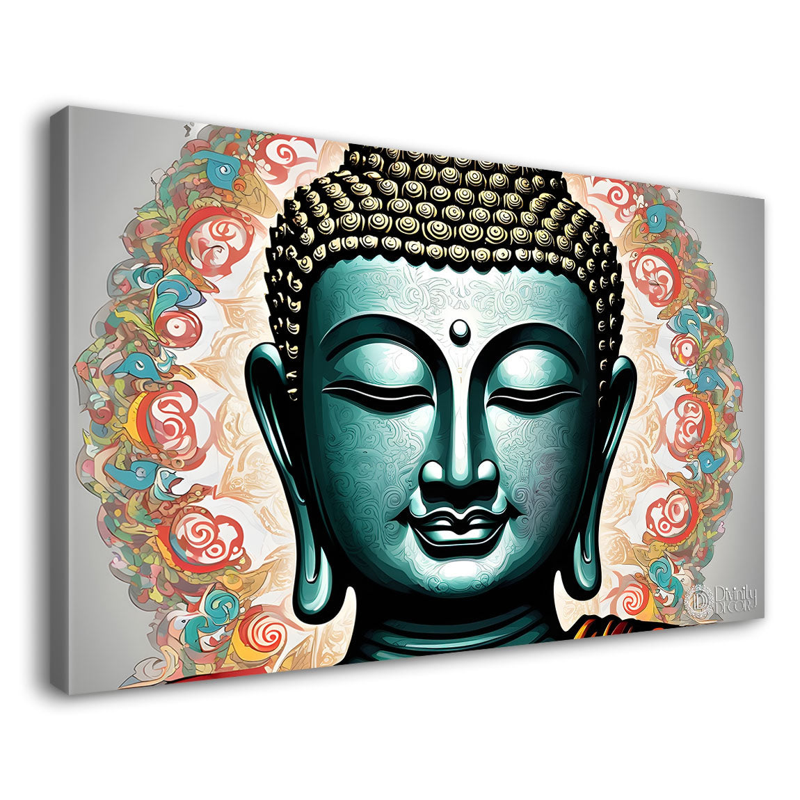 Blue buddha in light background textured painting Canvas Wall Painting - Buddha-257