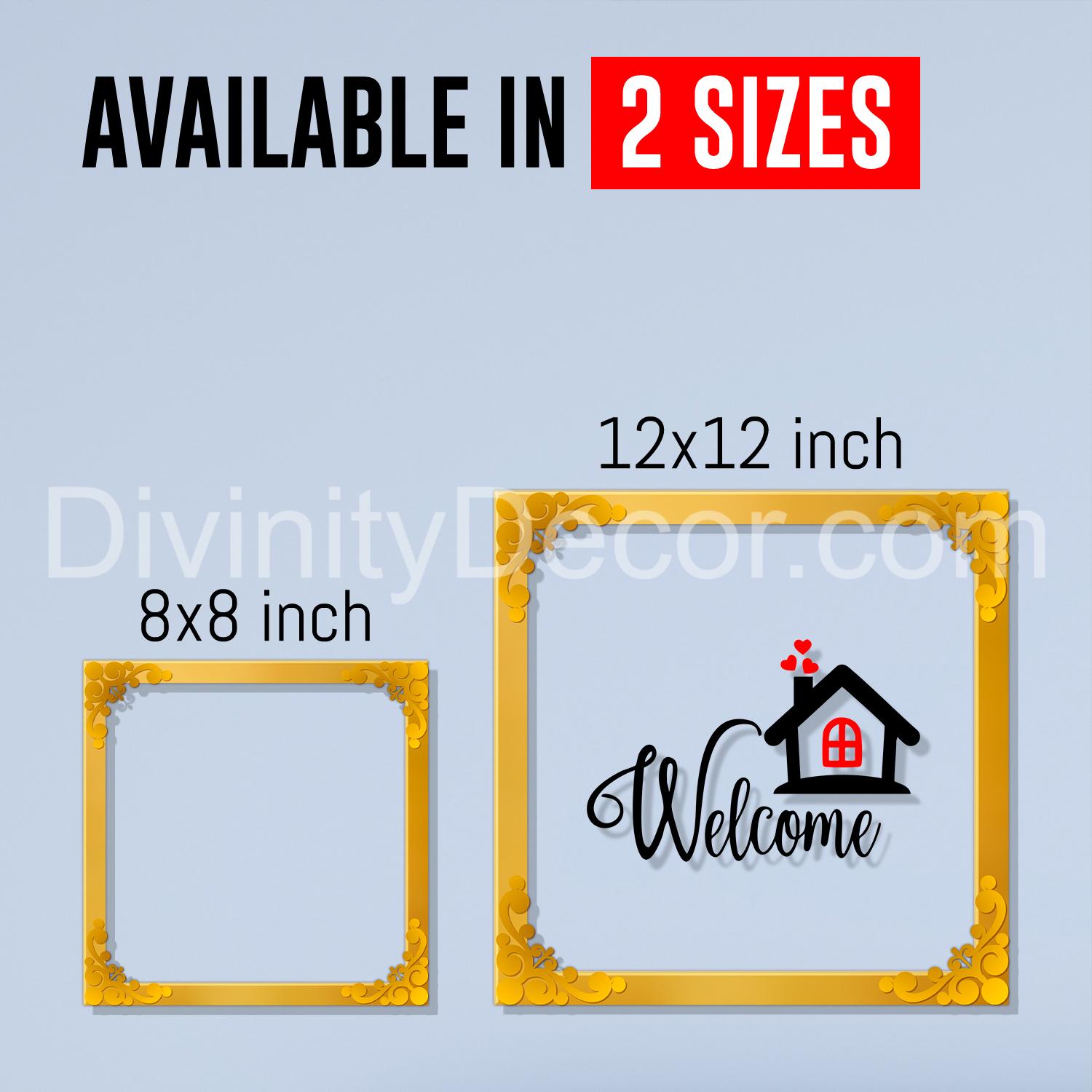 Welcome home Golden Plaque for Gifting, Wall Décor Clear UV print with Golden Border-257