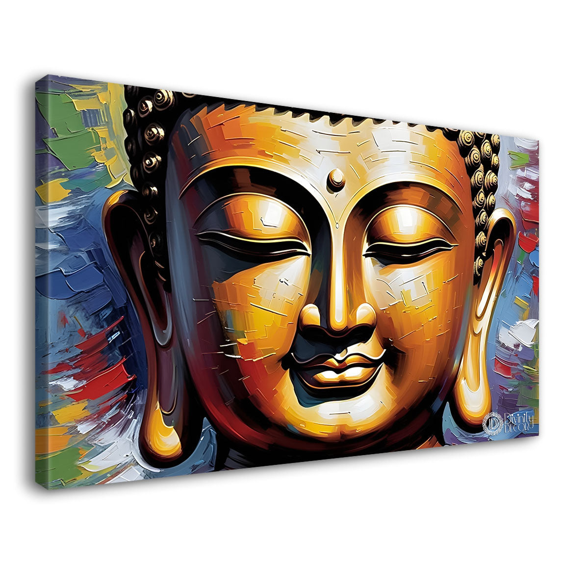 Golden buddha in colorful background textured painting Canvas Wall Painting - Buddha-258