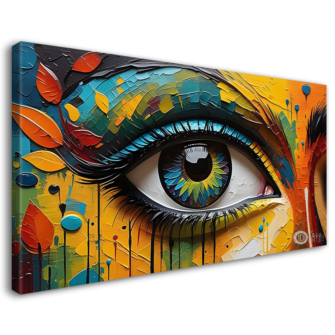 Sea green eye in colorful background texture art Canvas Painting - Design - Modern-L-258