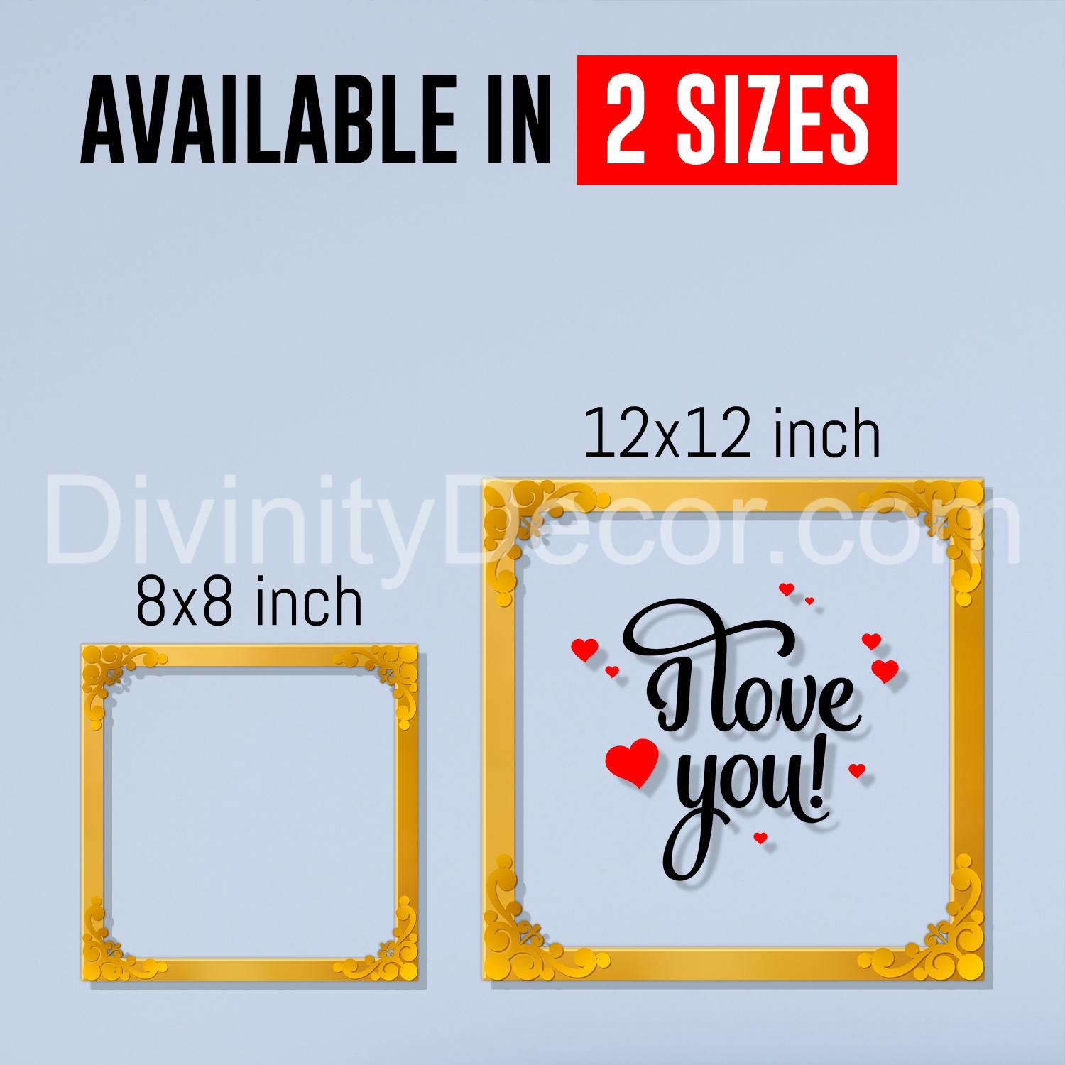 I love you Golden Plaque for Gifting, Wall Décor Clear UV print with Golden Border-259