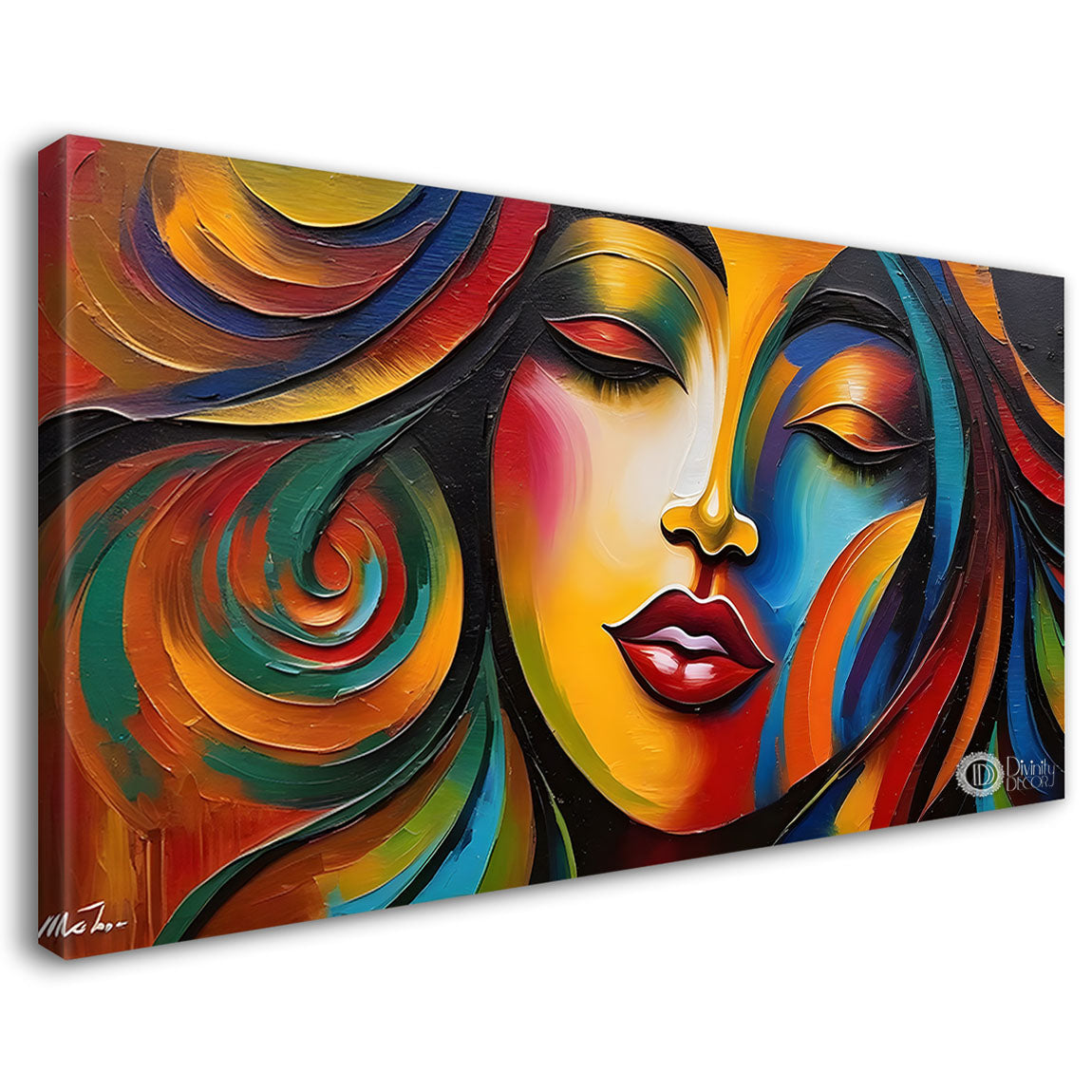 Modern lady face with colorful texture Canvas Painting - Design - Modern-L-259