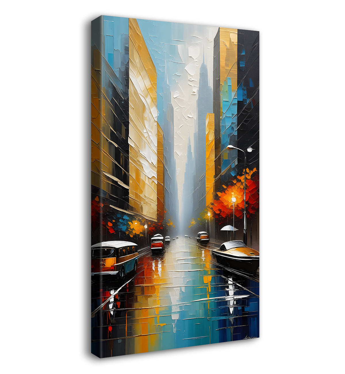 Cars on a roadin city background texutred natural art Canvas Painting - Nature Art -V-25