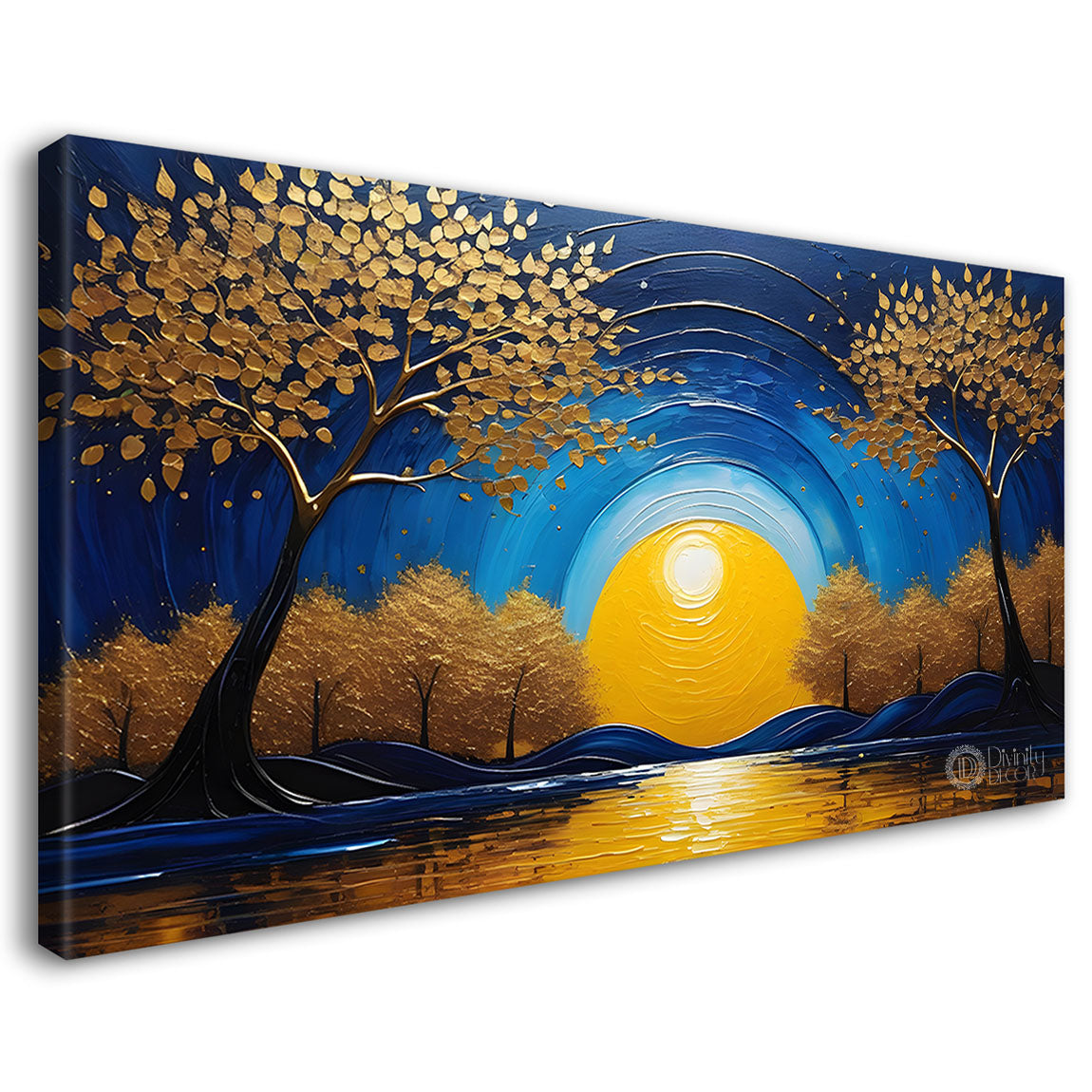 Sunset view textured oil painting Canvas Painting - Design - Tree-25
