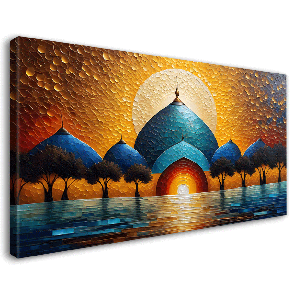 Islamic mosque in bright textured oil painting Canvas Painting - Islam ...
