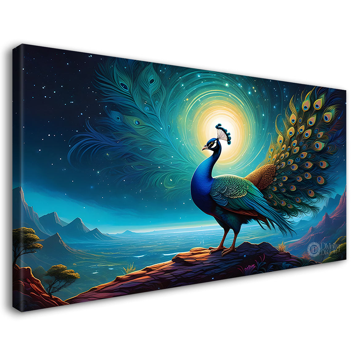 Peacock in the night modern art Canvas Painting - Design - Peacock-26