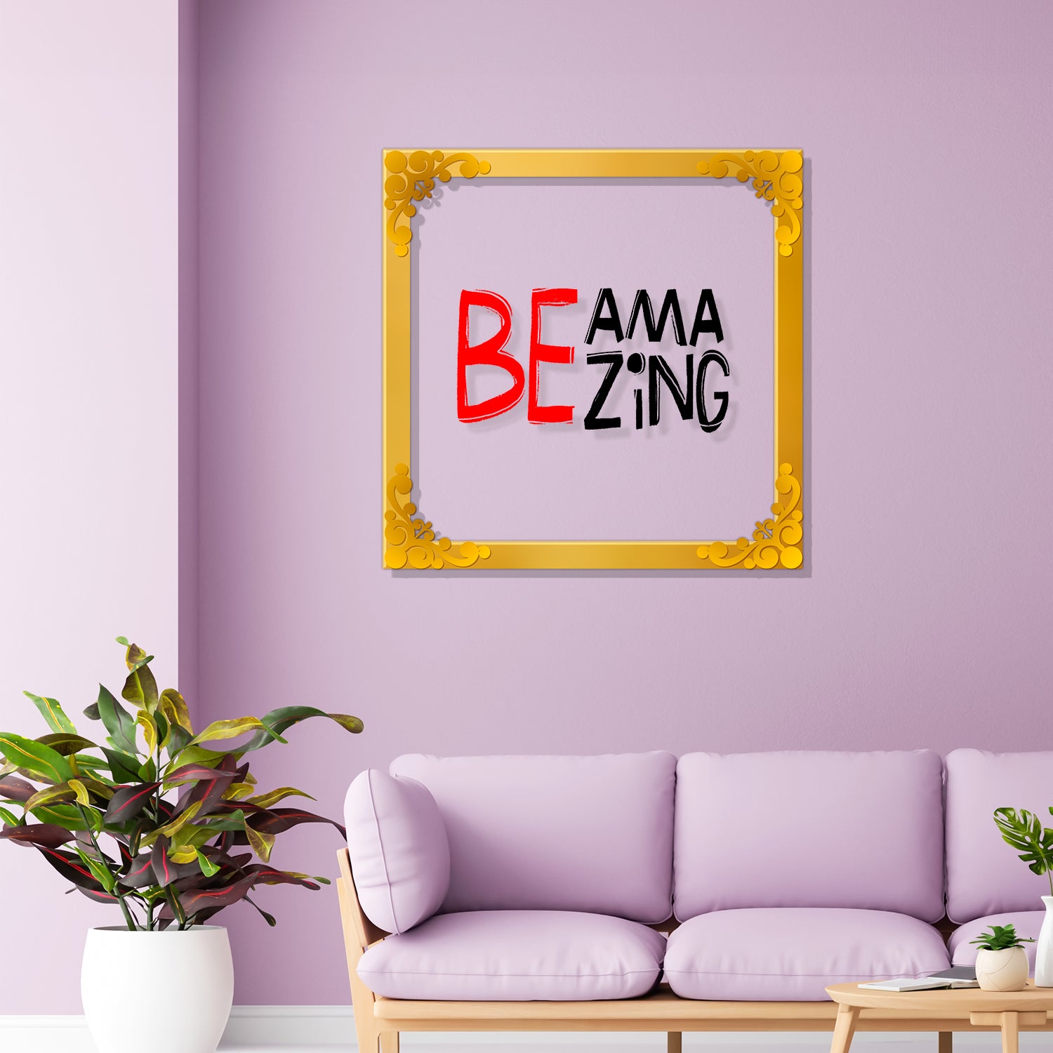 Be amazing Golden Plaque for Gifting, Wall Décor Clear UV print with Golden Border-260