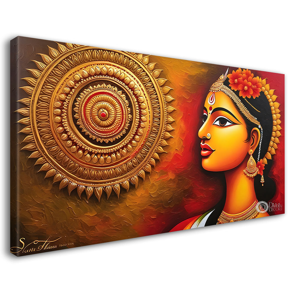 Lady face with one spiral pattern modern art Canvas Painting - Design - Modern-L-260