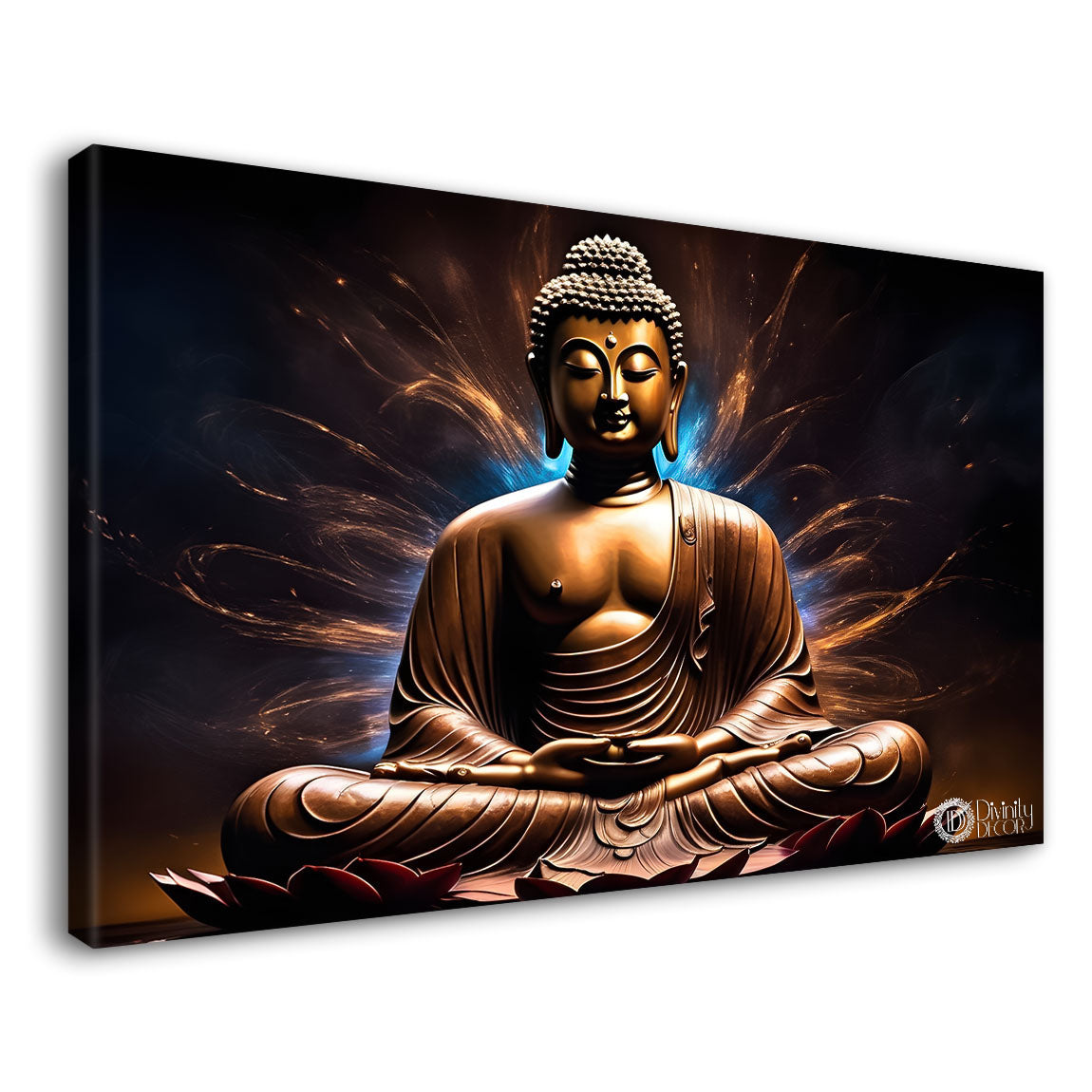 Golden buddha in dark background textured painting Canvas Wall Painting - Buddha-261
