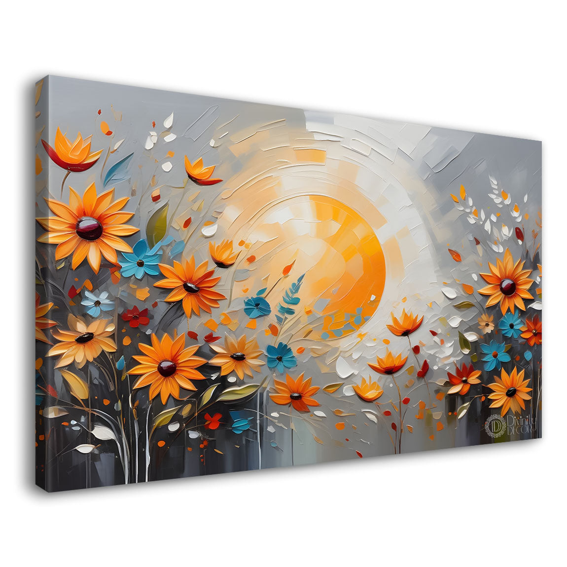 Orange flowers with the lake and sun background- Flower-261