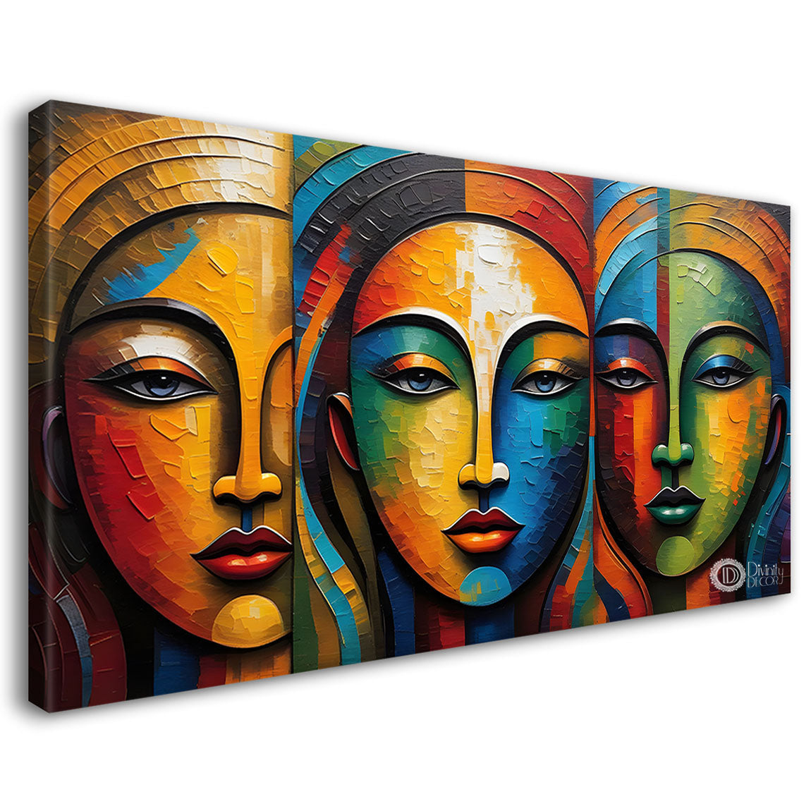 Multiple faces in textured modern art Canvas Painting - Design - Modern-L-261