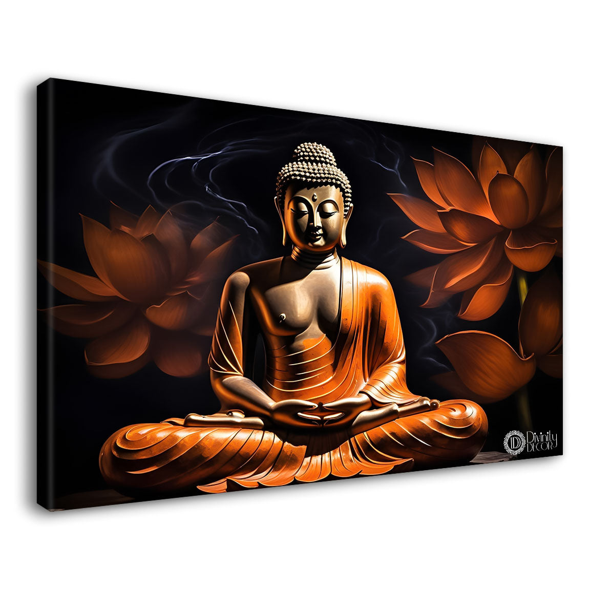 Golden buddha in the red and black background textured painting Canvas Wall Painting - Buddha-262
