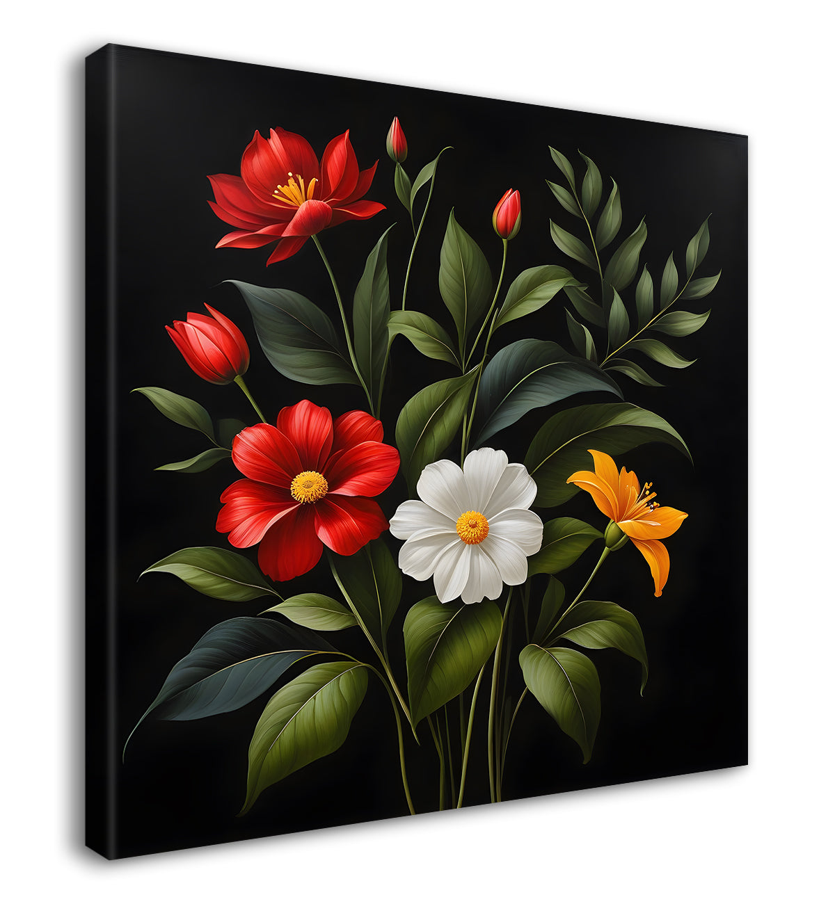 Colourful flowers in black background - Flower-S-262