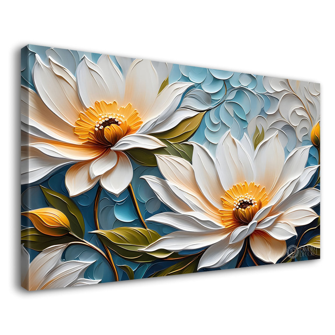 White flowers in the blue background- Flower-262