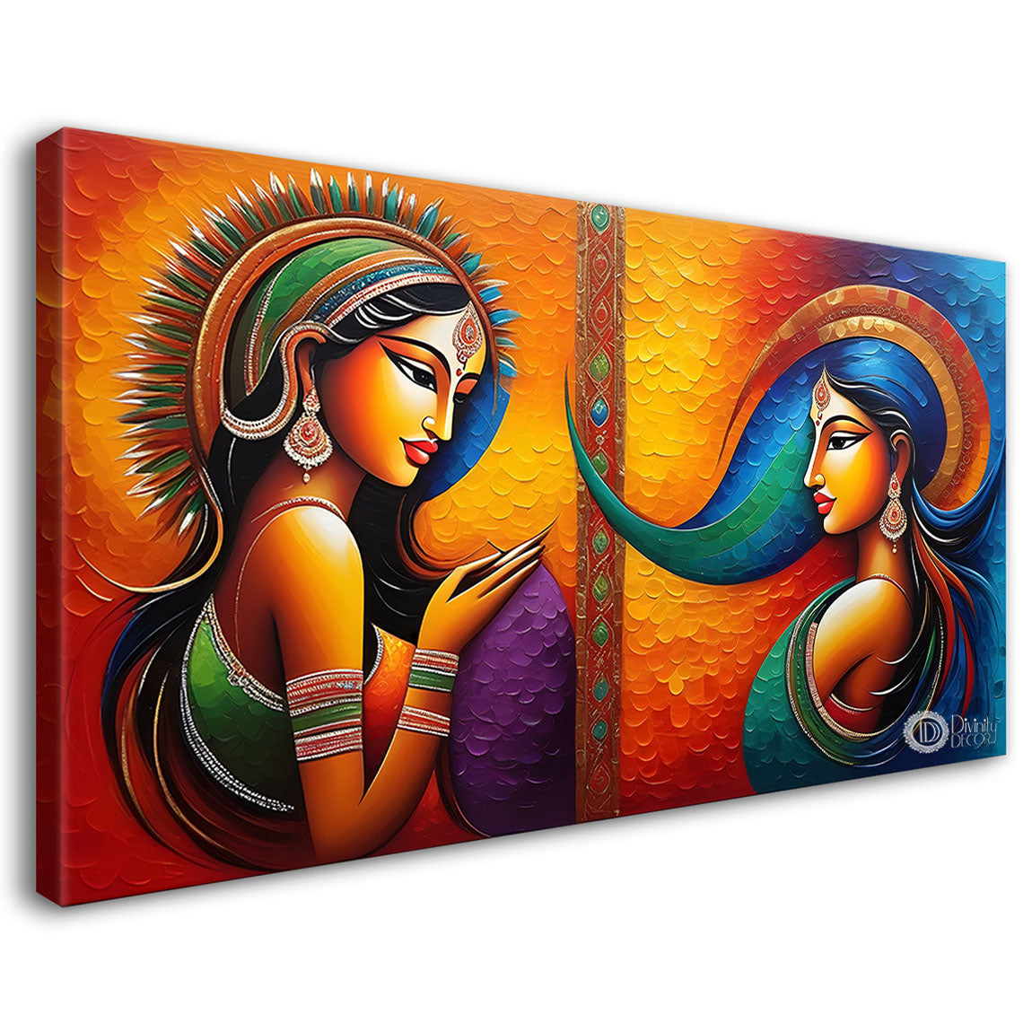 Two beautiful women textured modern Canvas Painting - Design - Modern-L-262