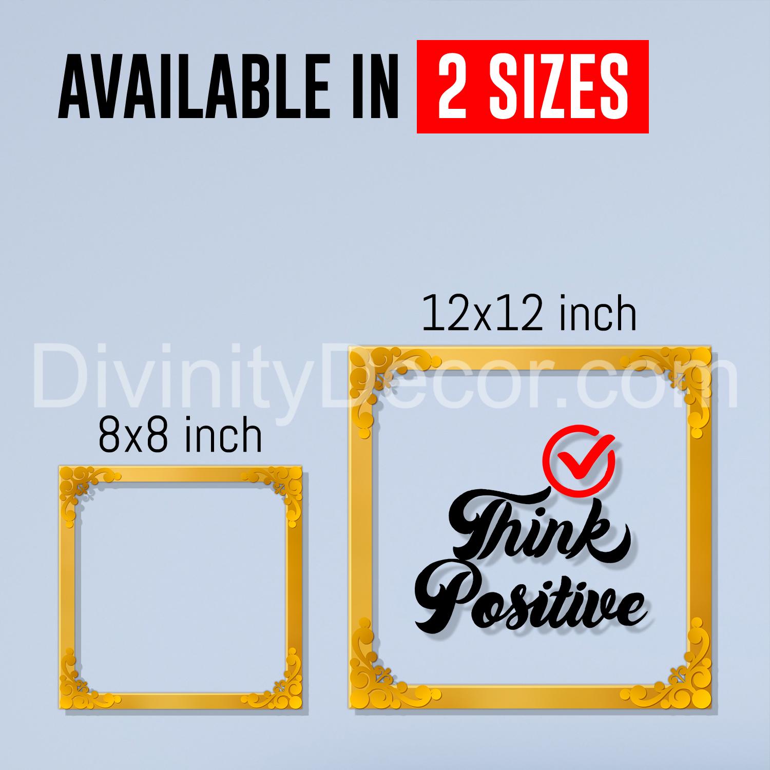 Think positive Golden Plaque for Gifting, Wall Décor Clear UV print with Golden Border-263