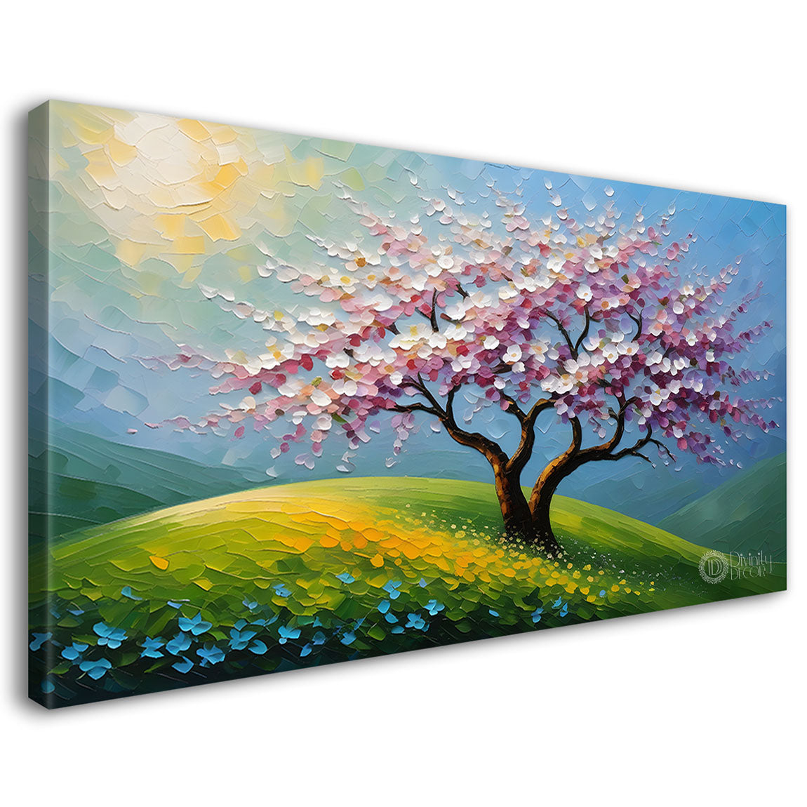 Spring tree in textured modern art- Design - Tree-263