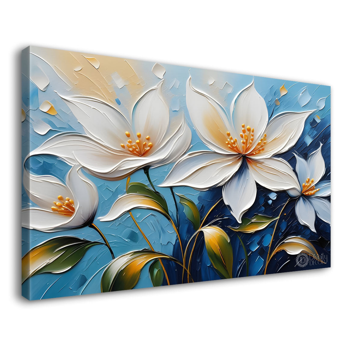 White flowers in the blue background- Flower-263