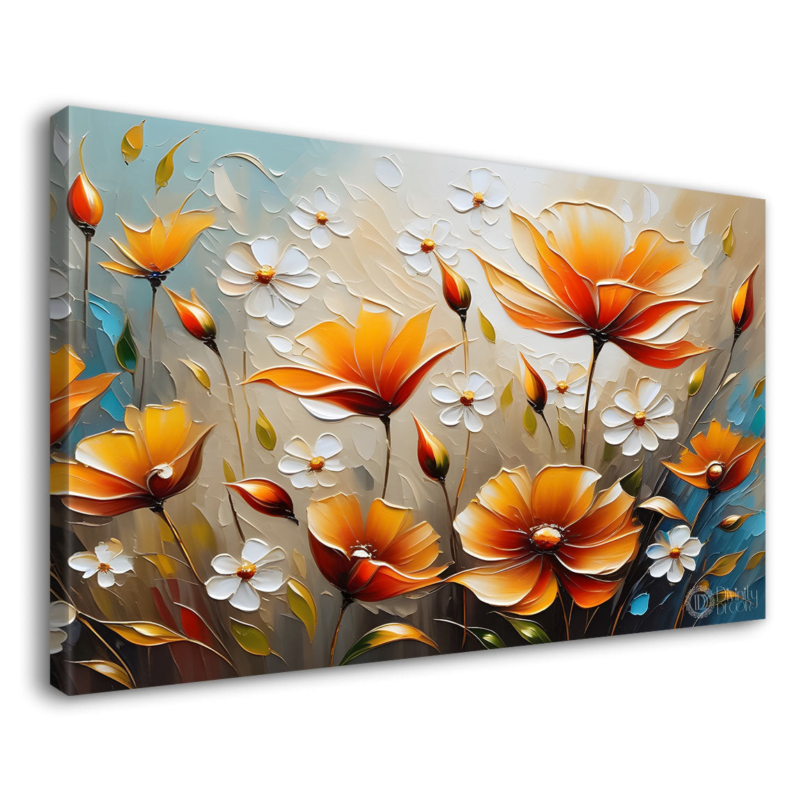Orange flowers in the blue background- Flower-267