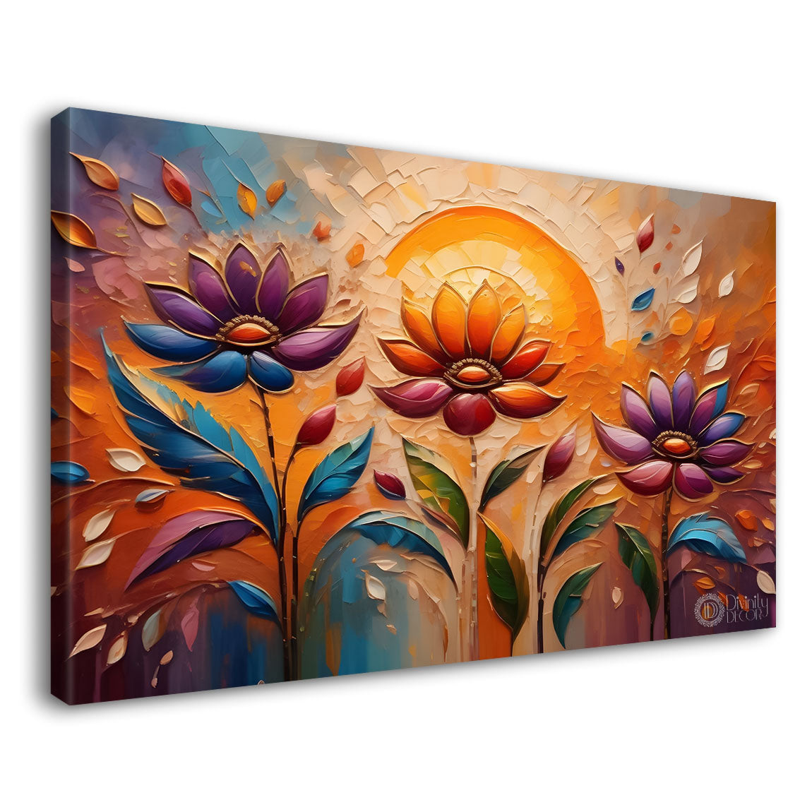Purple flowers with sunrise background- Flower-269
