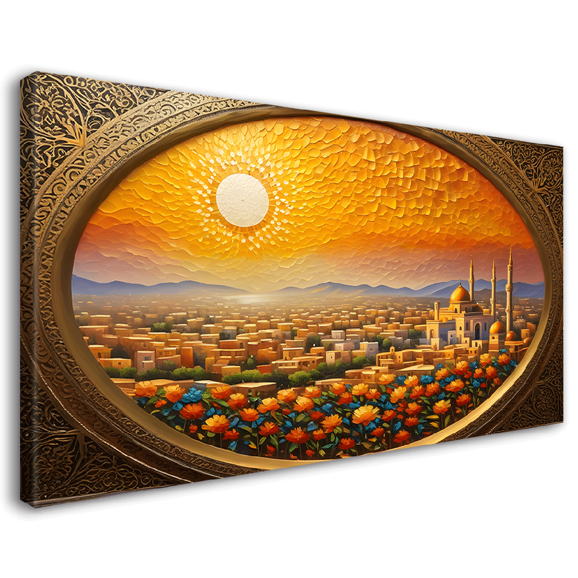 Islamic mosque in city with bright textured oil painting Canvas Painting - Islamic paintings - 27