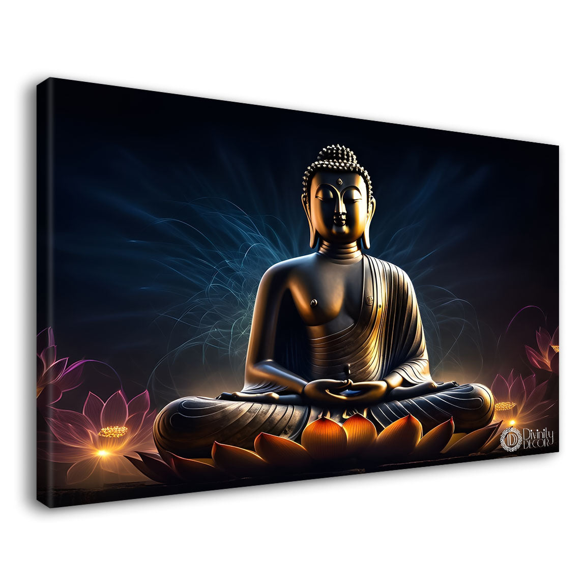 Buddha with dark textured background painting Canvas Wall Painting - Buddha-270