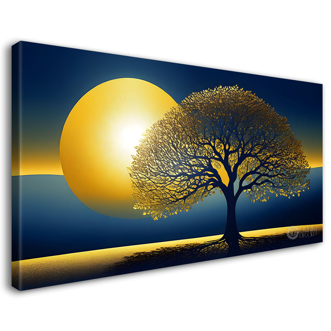 Tree with moon textured modern art- Design - Tree-271