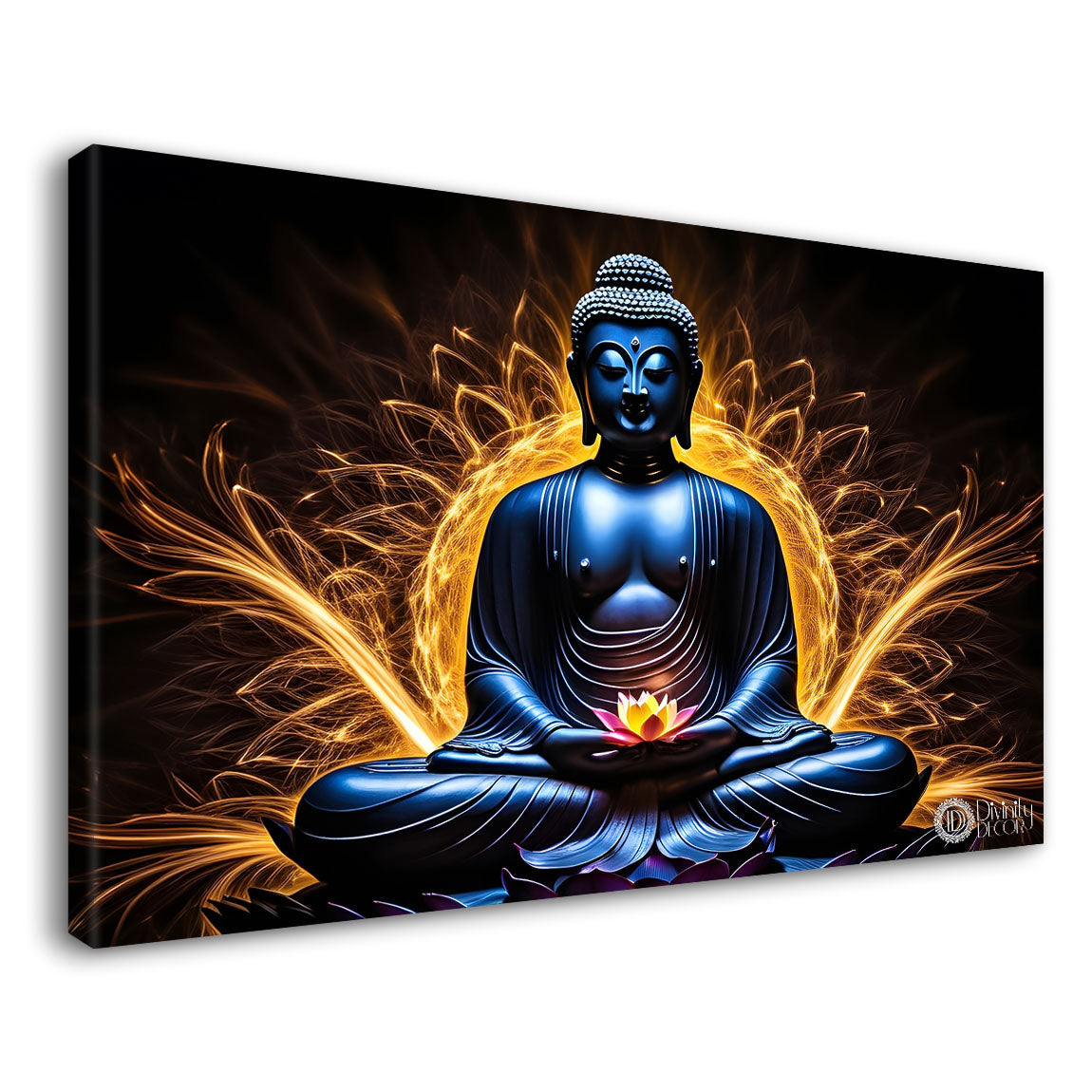 Buddha with dark and yellow textured background painting Canvas Wall Painting - Buddha-272